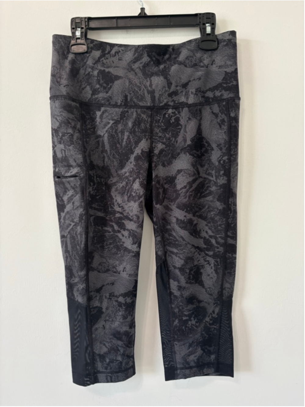 Lole Burst High Waist Crop Leggings Sz L Gray Black Marble EUC